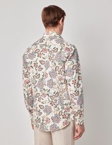 Cream & Green Floral Diamond Weave Slim Curtis Shirt-preview3