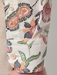Cream & Green Floral Diamond Weave Slim Curtis Shirt-preview4