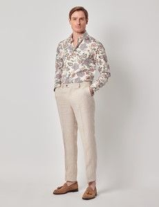 Cream & Green Floral Diamond Weave Slim Curtis Shirt-preview5