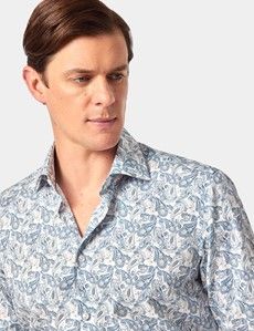 Slim Fit White & Navy Paisley Diamond Weave Curtis Shirt