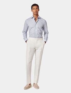 White & Blue Floral Diamond Weave Slim Curtis Shirt