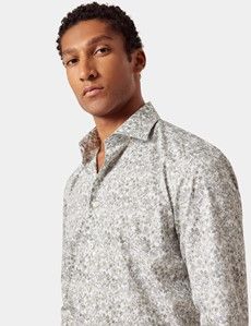 White & Green Floral Diamond Weave Slim Curtis Shirt