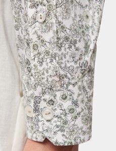 White & Green Floral Diamond Weave Slim Curtis Shirt