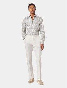 White & Green Floral Diamond Weave Slim Curtis Shirt