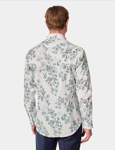 Slim Fit White & Green Floral Diamond Weave Curtis Shirt