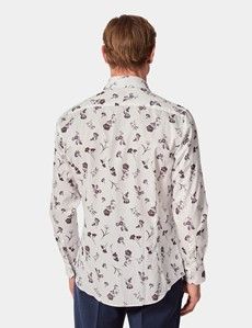 Slim Fit White & Grey Floral Diamond Weave Curtis Shirt