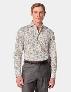 Slim Fit White & Yellow Paisley Diamond Weave Curtis Shirt