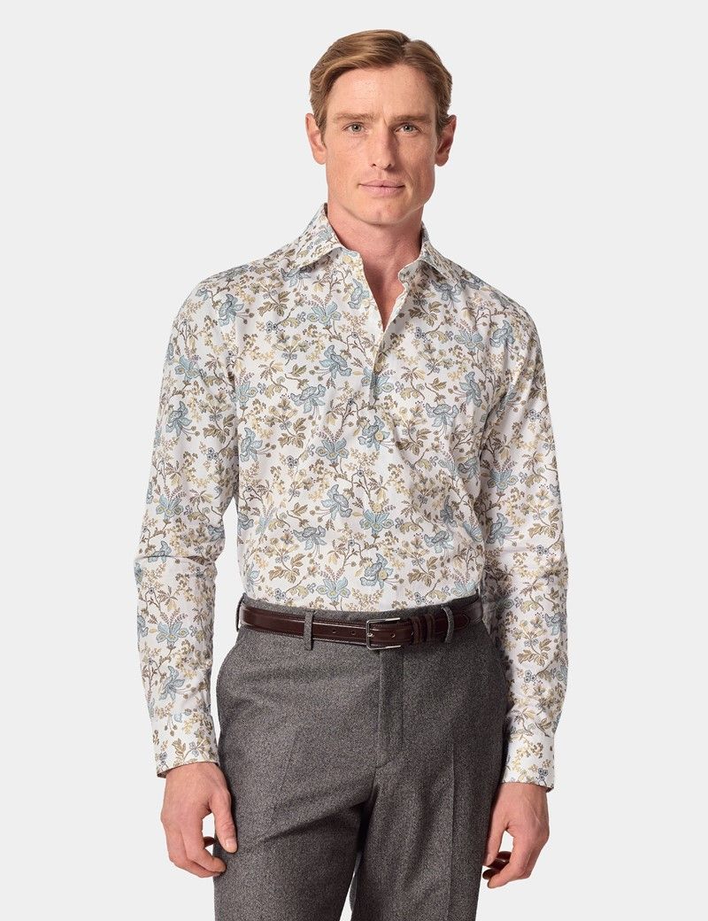 Slim Fit White & Yellow Paisley Diamond Weave Curtis Shirt