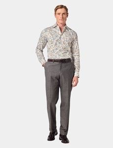 Slim Fit White & Yellow Paisley Diamond Weave Curtis Shirt