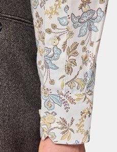 Slim Fit White & Yellow Paisley Diamond Weave Curtis Shirt