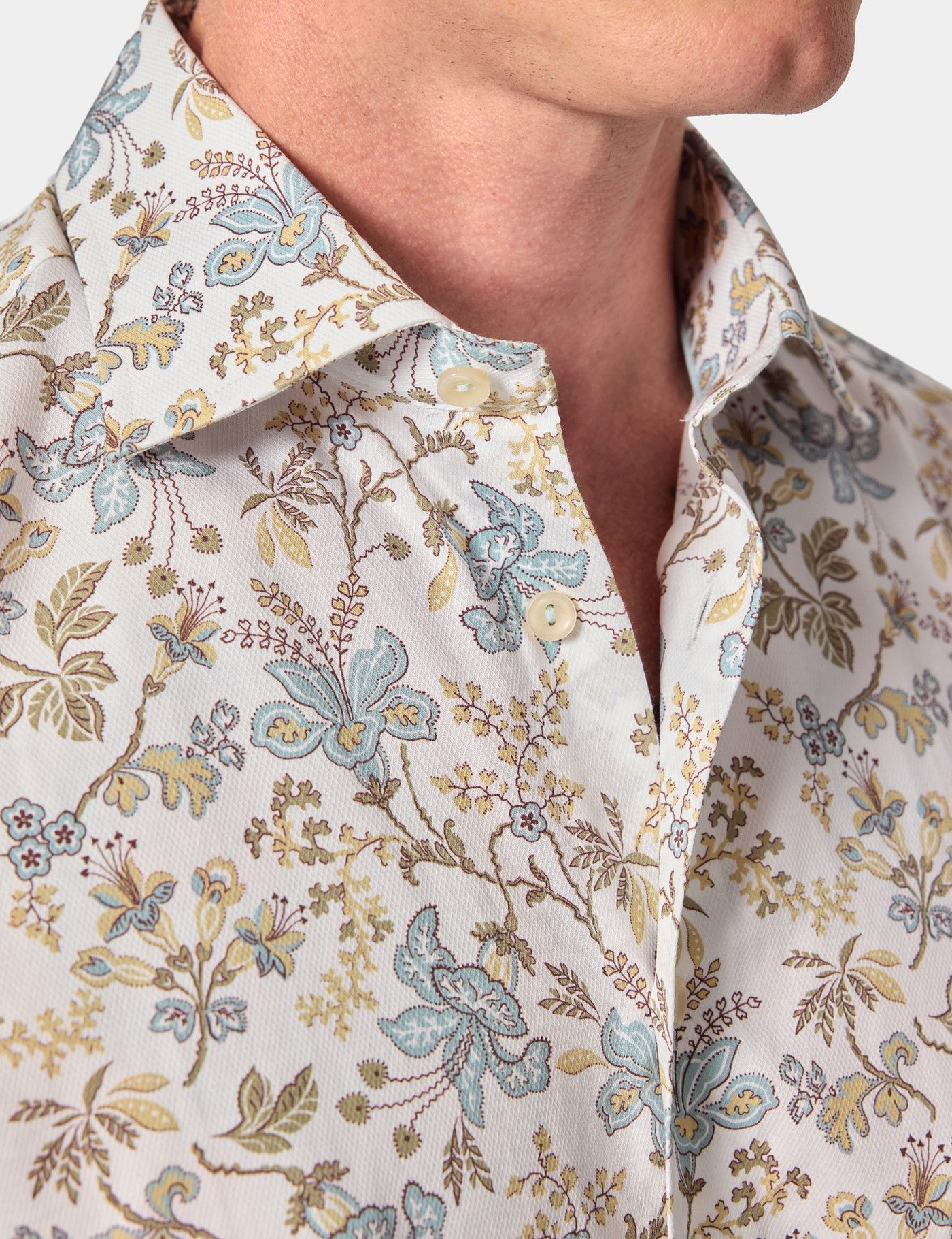 Slim Fit White & Yellow Paisley Diamond Weave Curtis Shirt-preview