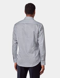Slim Fit White & Navy Abstract Curtis Shirt