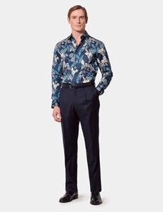Slim Fit Navy & Blue Floral Curtis Shirt