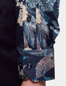 Slim Fit Navy & Blue Floral Curtis Shirt