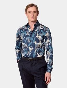 Slim Fit Navy & Blue Floral Curtis Shirt
