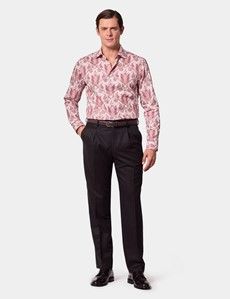 Slim Fit White & Burgundy Paisley Diamond Weave Curtis Shirt