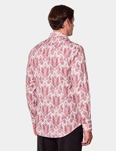 Slim Fit White & Burgundy Paisley Diamond Weave Curtis Shirt