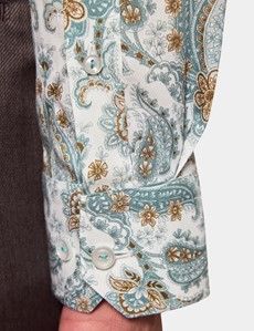 Slim Fit Green & White Paisley Diamond Weave Curtis Shirt