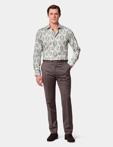 Slim Fit Green & White Paisley Diamond Weave Curtis Shirt