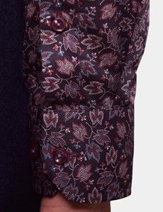 Slim Fit Burgundy & Blue Floral Curtis Shirt