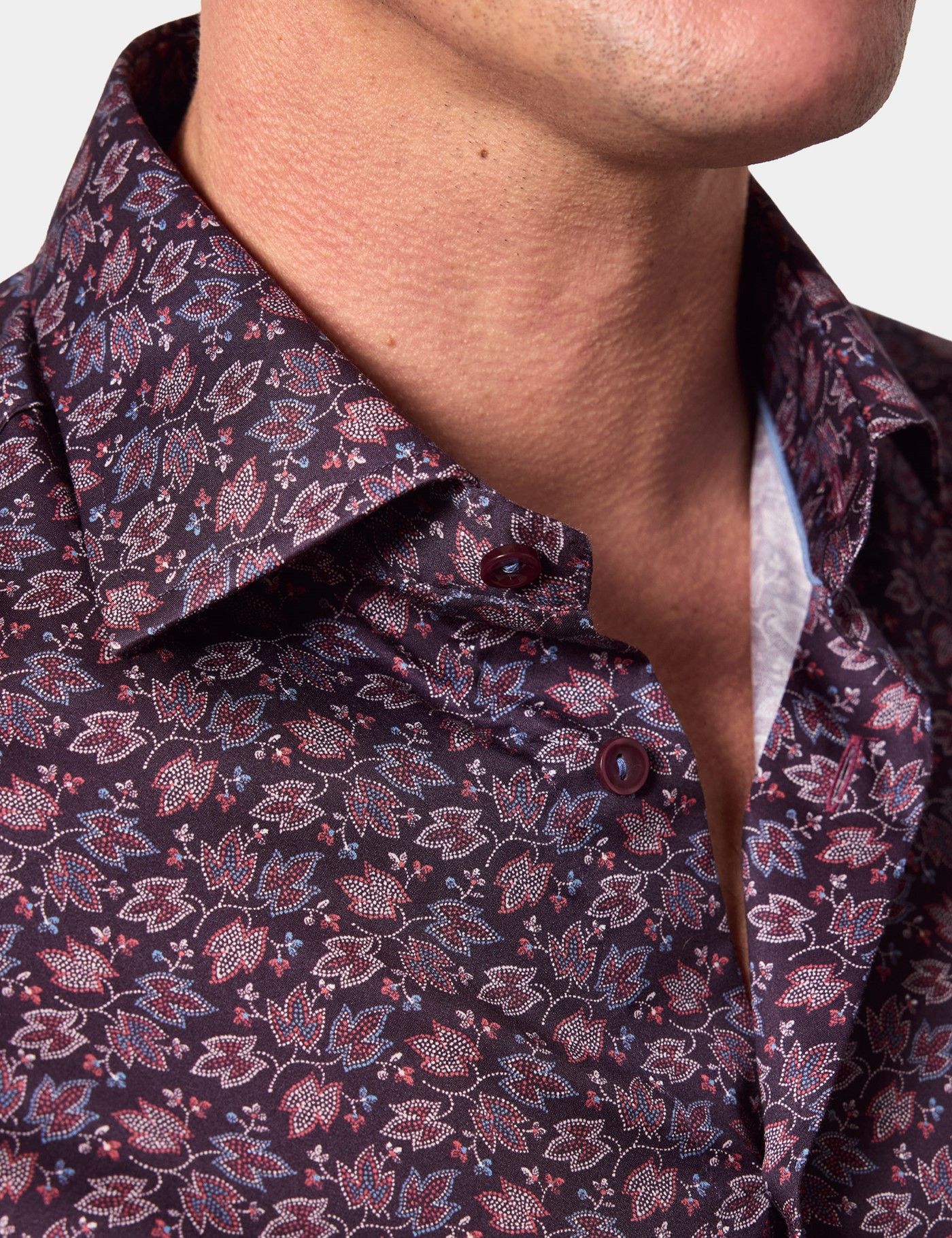 Slim Fit Burgundy & Blue Floral Curtis Shirt-preview