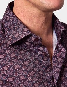 Slim Fit Burgundy & Blue Floral Curtis Shirt