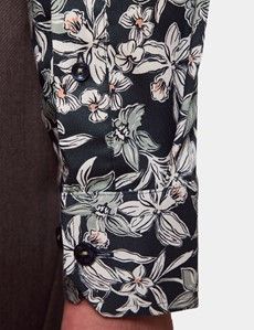 Slim Fit Navy & White Floral Curtis Shirt