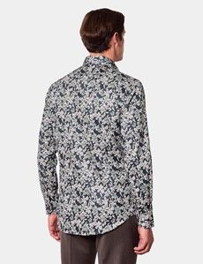Slim Fit Navy & White Floral Curtis Shirt