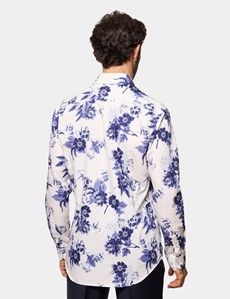 Slim Fit Cream & Purple Floral Diamond Weave Curtis Shirt