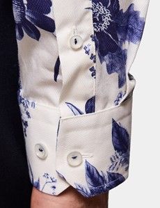 Slim Fit Cream & Purple Floral Diamond Weave Curtis Shirt
