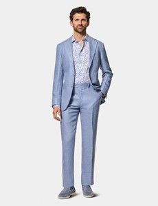 Slim Fit White & Blue Floral Diamond Weave Curtis Shirt