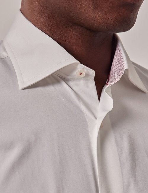 White Slim Shirt With Contrast Detail-preview