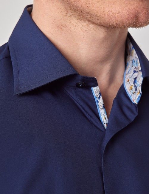 Navy Slim Curtis Shirt - Contrast Detail-preview
