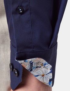 Slim Fit Navy Curtis Shirt - Contrast Detail