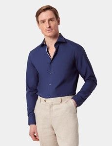 Slim Fit Navy Curtis Shirt - Contrast Detail