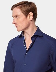 Slim Fit Navy Curtis Shirt - Contrast Detail