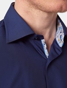 Slim Fit Navy Curtis Shirt - Contrast Detail