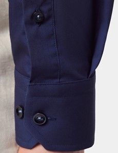 Slim Fit Navy Curtis Shirt - Contrast Detail