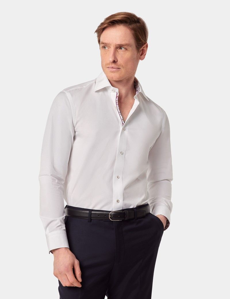 Slim Fit White Curtis Shirt - Contrast Detail