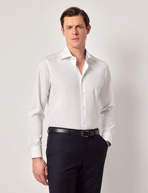 White Slim Curtis Shirt - Contrast Detail