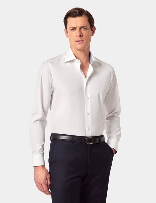 White Slim Curtis Shirt - Contrast Detail