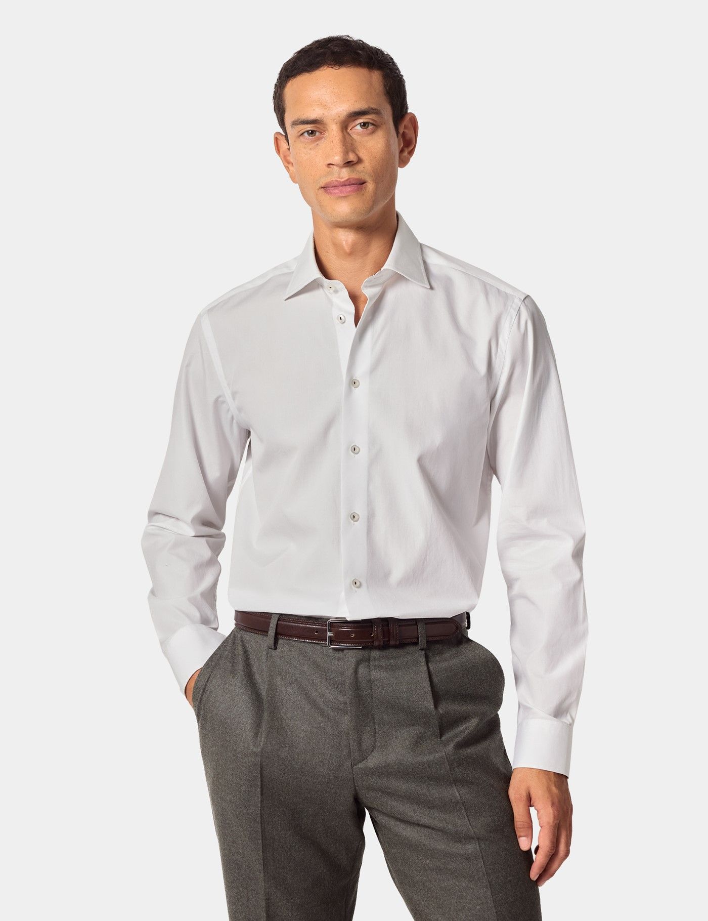 Slim Fit White Curtis Shirt - Contrast Detail