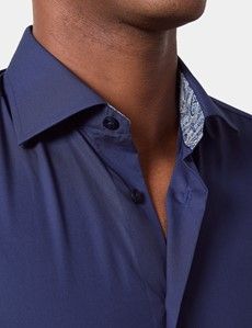 Slim Fit Navy Curtis Shirt - Contrast Detail