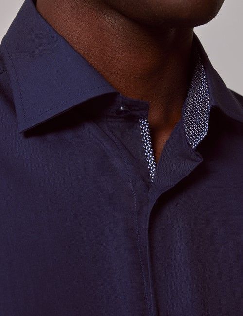 Navy End On End Slim Shirt - Contrast Detail-preview