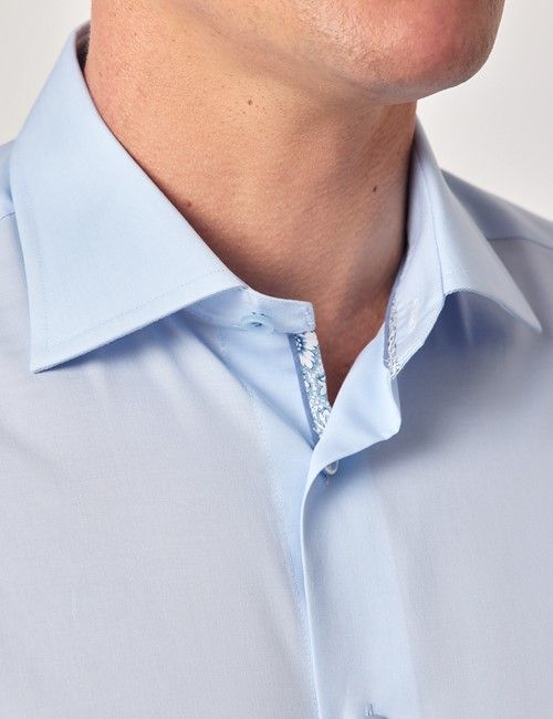 Light Blue  Cotton Stretch Slim Curtis Shirt - Contrast Detail-preview
