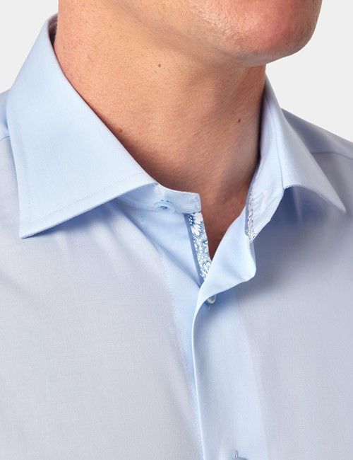 Light Blue  Cotton Stretch Slim Curtis Shirt - Contrast Detail-preview