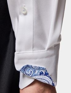 Slim Fit White Twill Non-Iron Curtis Shirt - Contrast Detail