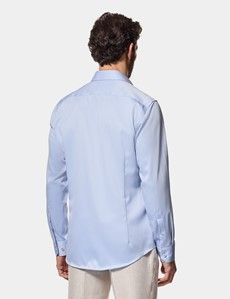 Slim Fit Blue Twill Non-Iron Curtis Shirt - Contrast Detail