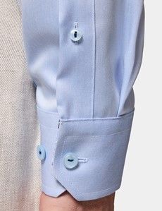 Slim Fit Blue Twill Non-Iron Curtis Shirt - Contrast Detail