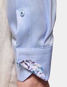 Slim Fit Blue Twill Non-Iron Curtis Shirt - Contrast Detail